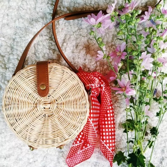 🆕 TULUM Circle Woven Rattan Crossbody - Picture 3 of 8